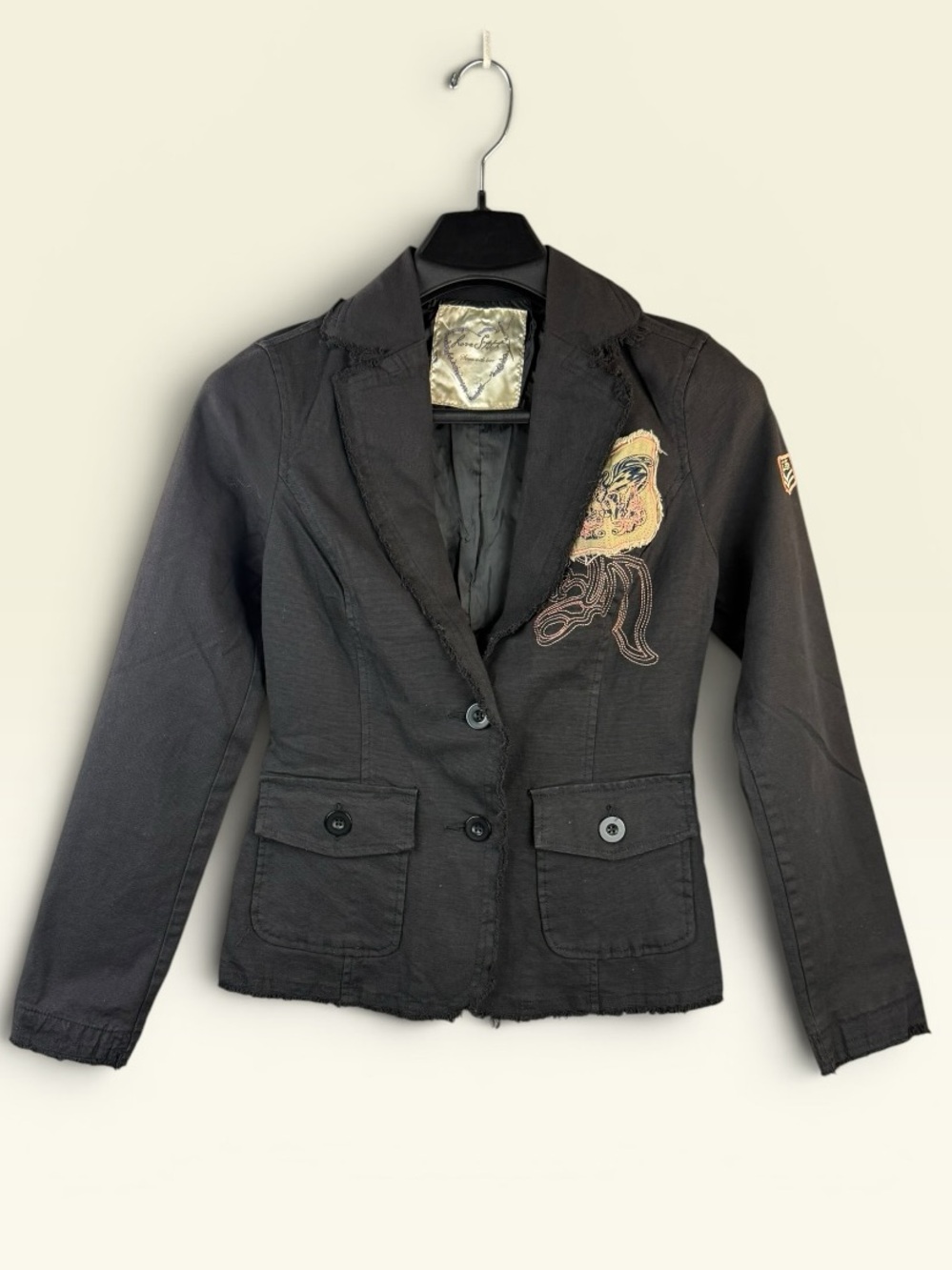 Love Stitch Black Embroidered Tailored Blazer Jacket